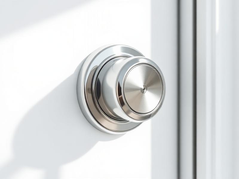 Chrome deadbolt fitted to a white front door