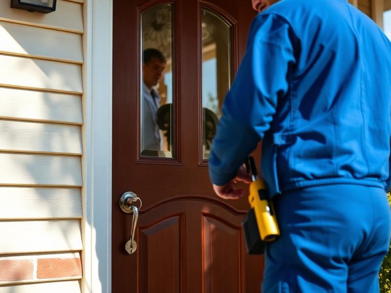 Locksmith opening a locked front door of a house
