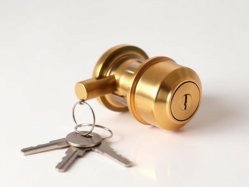 New brass door lock cylinder with a set of keys